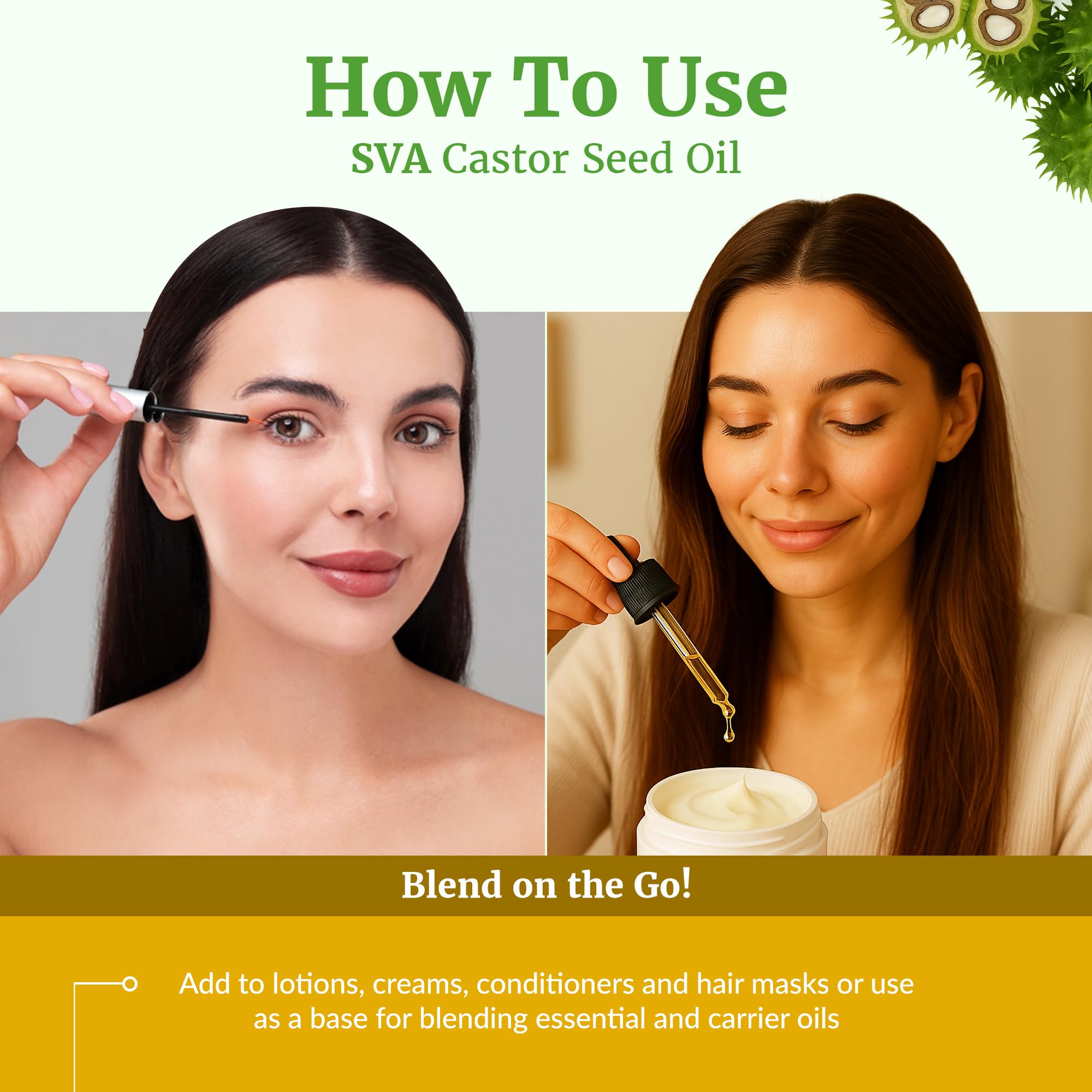 SVA ORGANICS Cejas y pestañas con aceite de ricino para cuidado