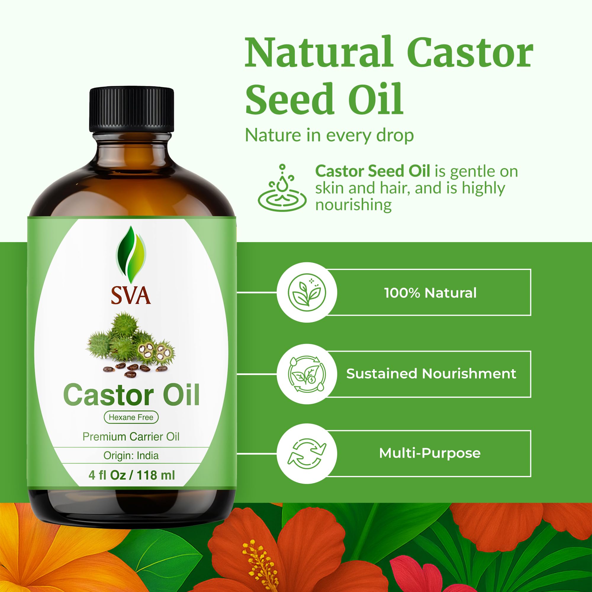 SVA ORGANICS Aceite de ricino con gotero para aplicación precisa