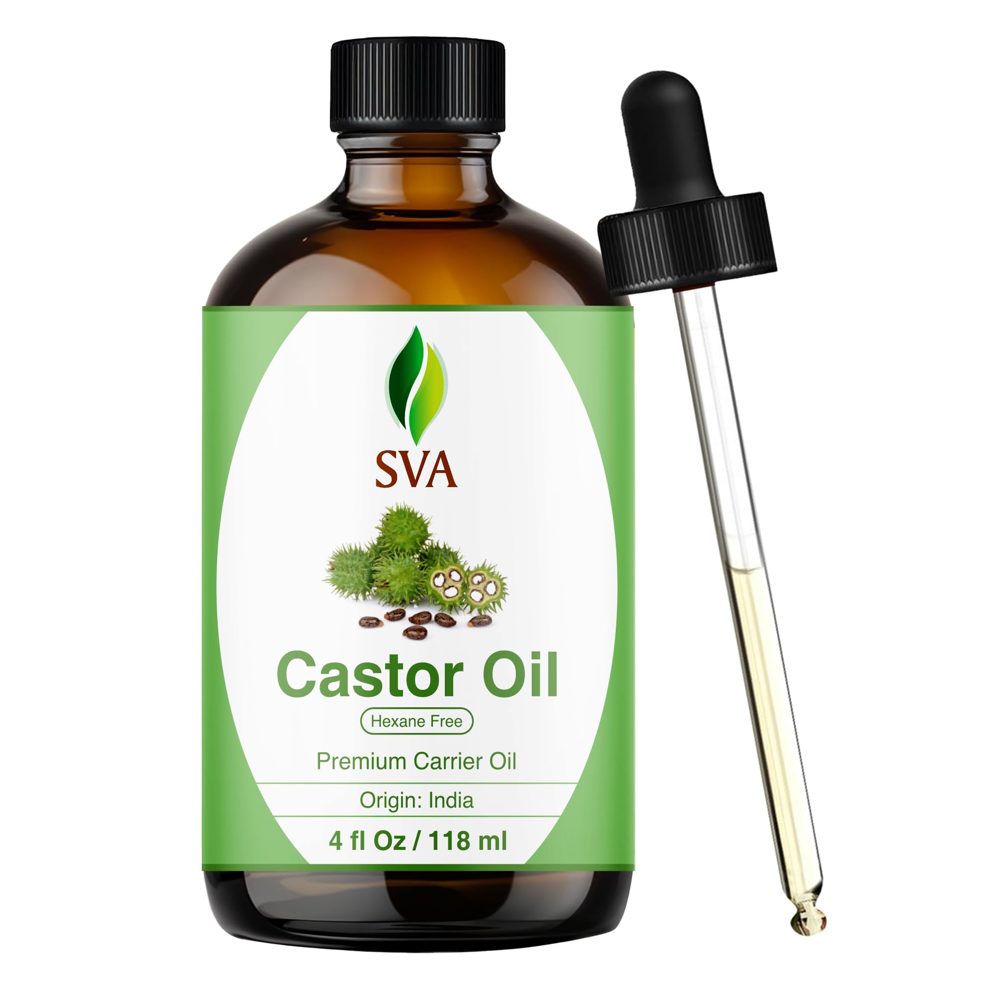 SVA ORGANICS Aceite de ricino prensado en frío en frasco de vidrio