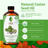 SVA ORGANICS aceite de ricino prensado en frio en tono dorado.