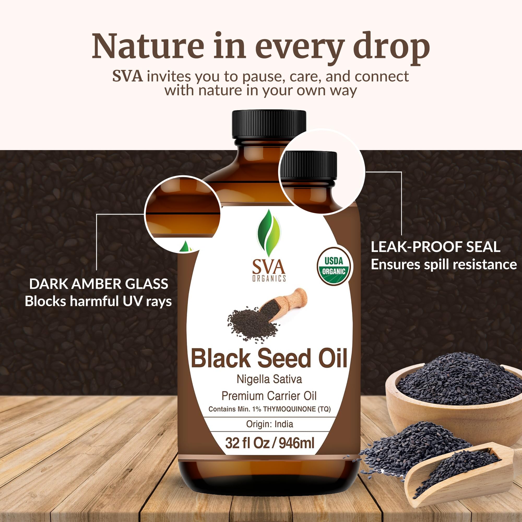 SVA ORGANICS aceite de semilla negra para masajes corporales con textura ligera