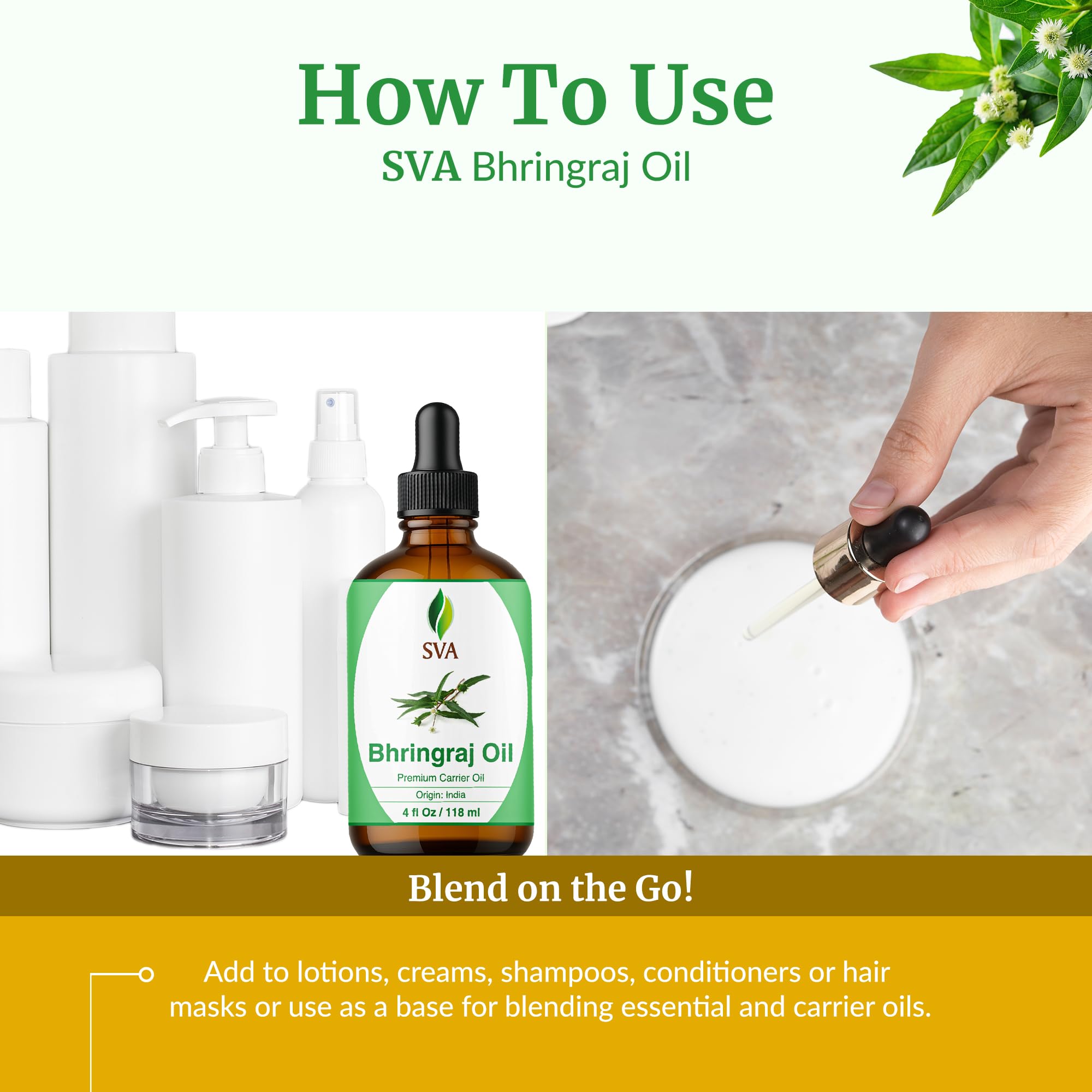 SVA ORGANICS Bhringraj: gotero para dosificación precisa