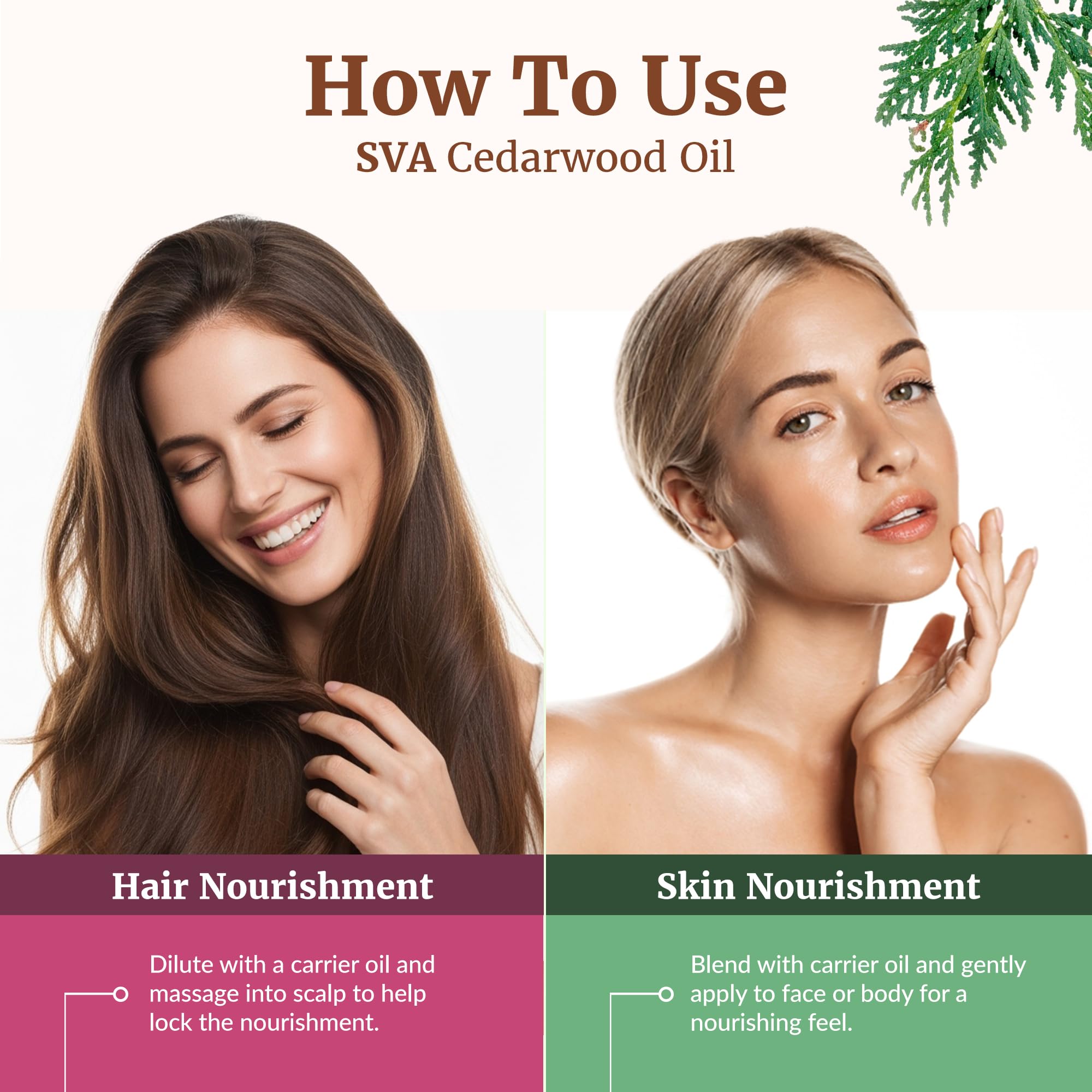 SVA Cedarwood para cuidado del cabello con aceite diluido