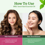 Cuidado de piel con albahaca dulce de SVA ORGANICS, diluir y aplicar suavemente