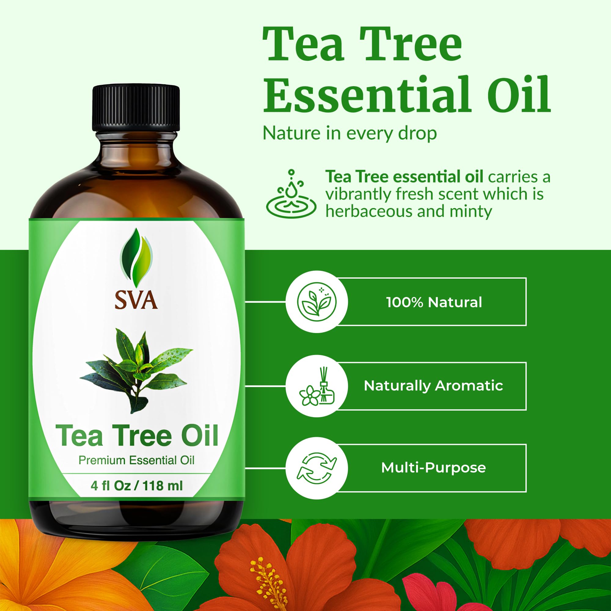 Difusor listo para aromaterapia con aceite de árbol de té SVA ORGANICS.