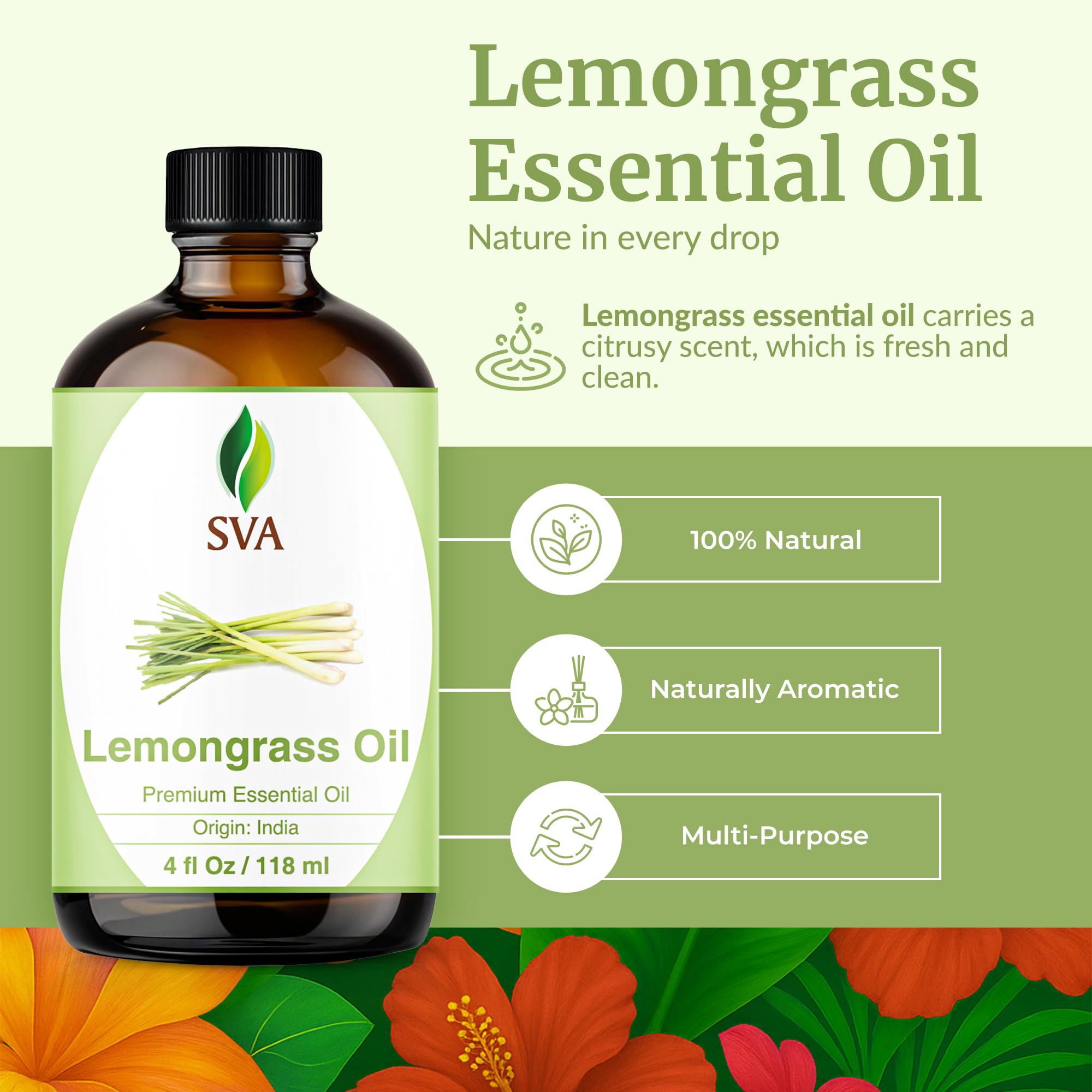 SVA Organics difusor con citronela para aromaterapia y ambiente fresco.