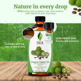 Etiqueta organica: aceite de ricino SVA para rituales diarios.