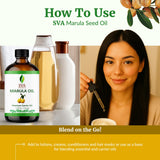 Aceite de Marula de SVA ORGANICS de rápida absorción para rostro y cuerpo.