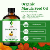Aceite de Marula de SVA ORGANICS, aplicación en manos para rostro suave y rápida absorción.