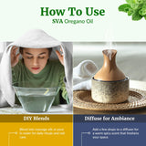 SVA ORGANICS Aceite de Orégano con cuentagotas para dosificación controlada