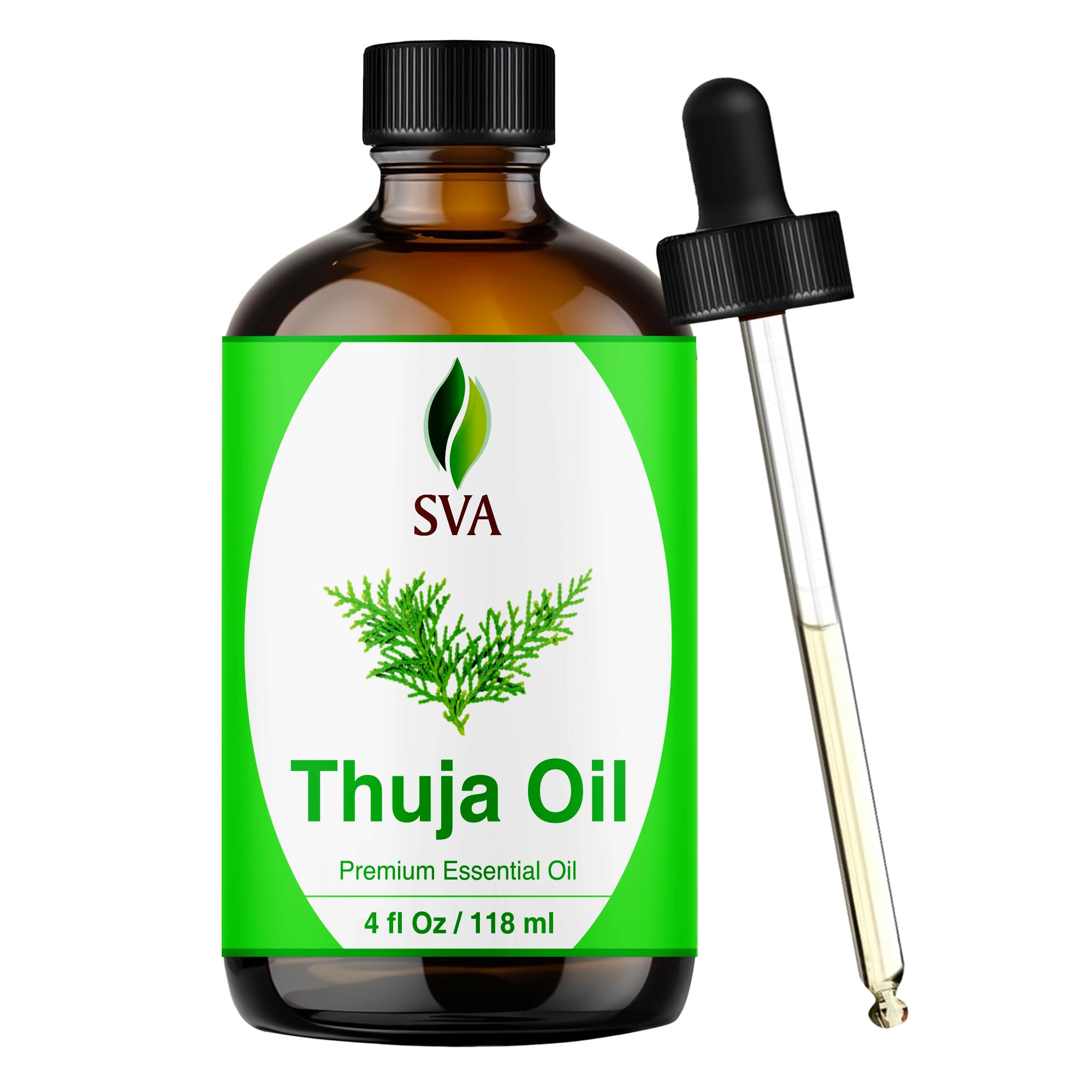 SVA ORGANICS Thuja Oil en botella de 4 oz para difusor y relajación.
