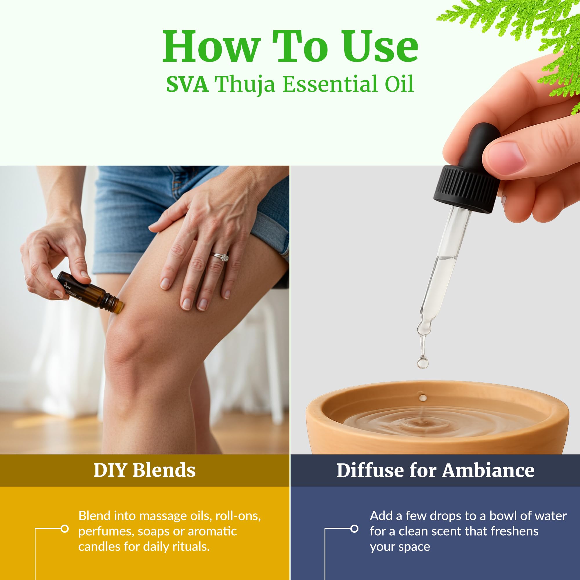 Masaje corporal con Thuja de SVA, suave y relajante.