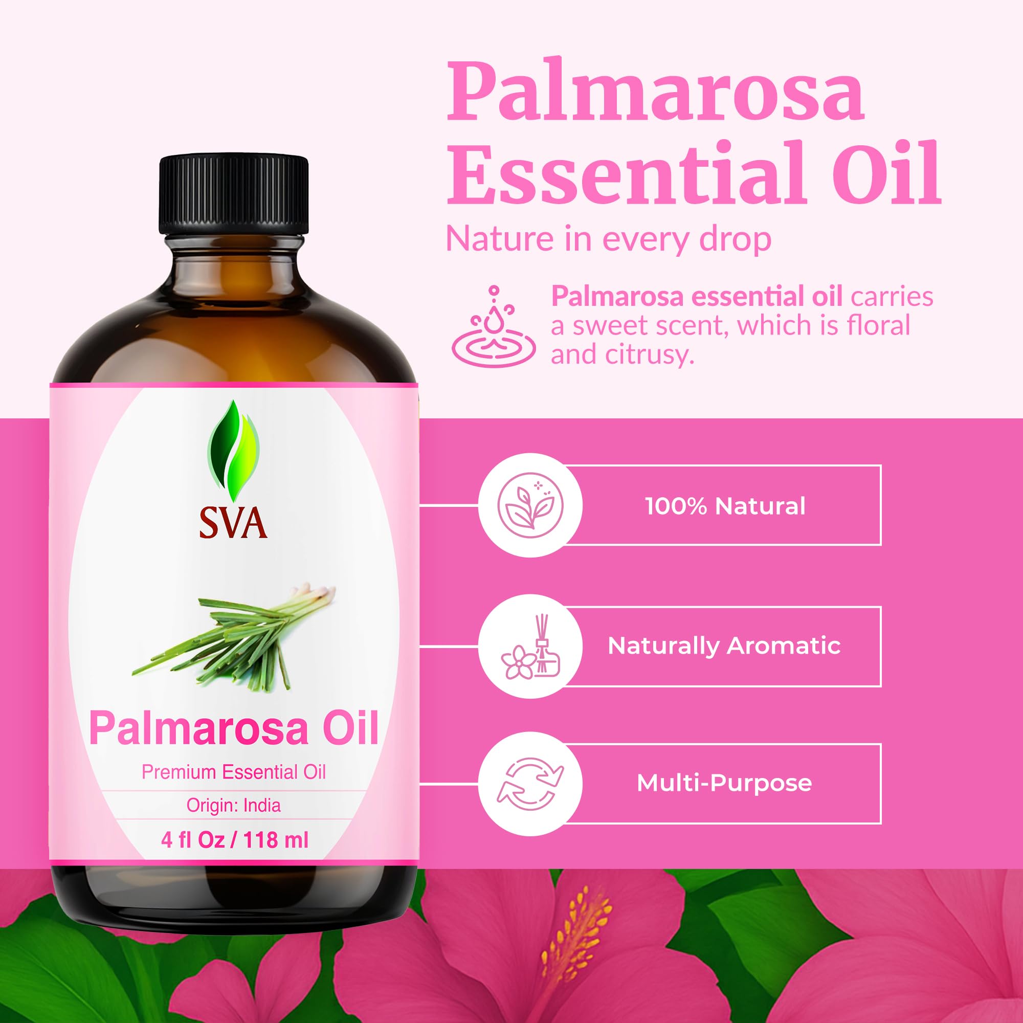 Difusor con palmarosa SVA para aromaterapia suave y ambientación agradable