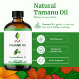 Aceite Tamanu SVA: aplicación sobre piel para hidratación suave.