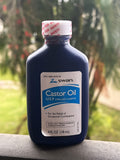 Swan Aceite de Ricino etiqueta y medidas externas, tamaño ideal para viajes.