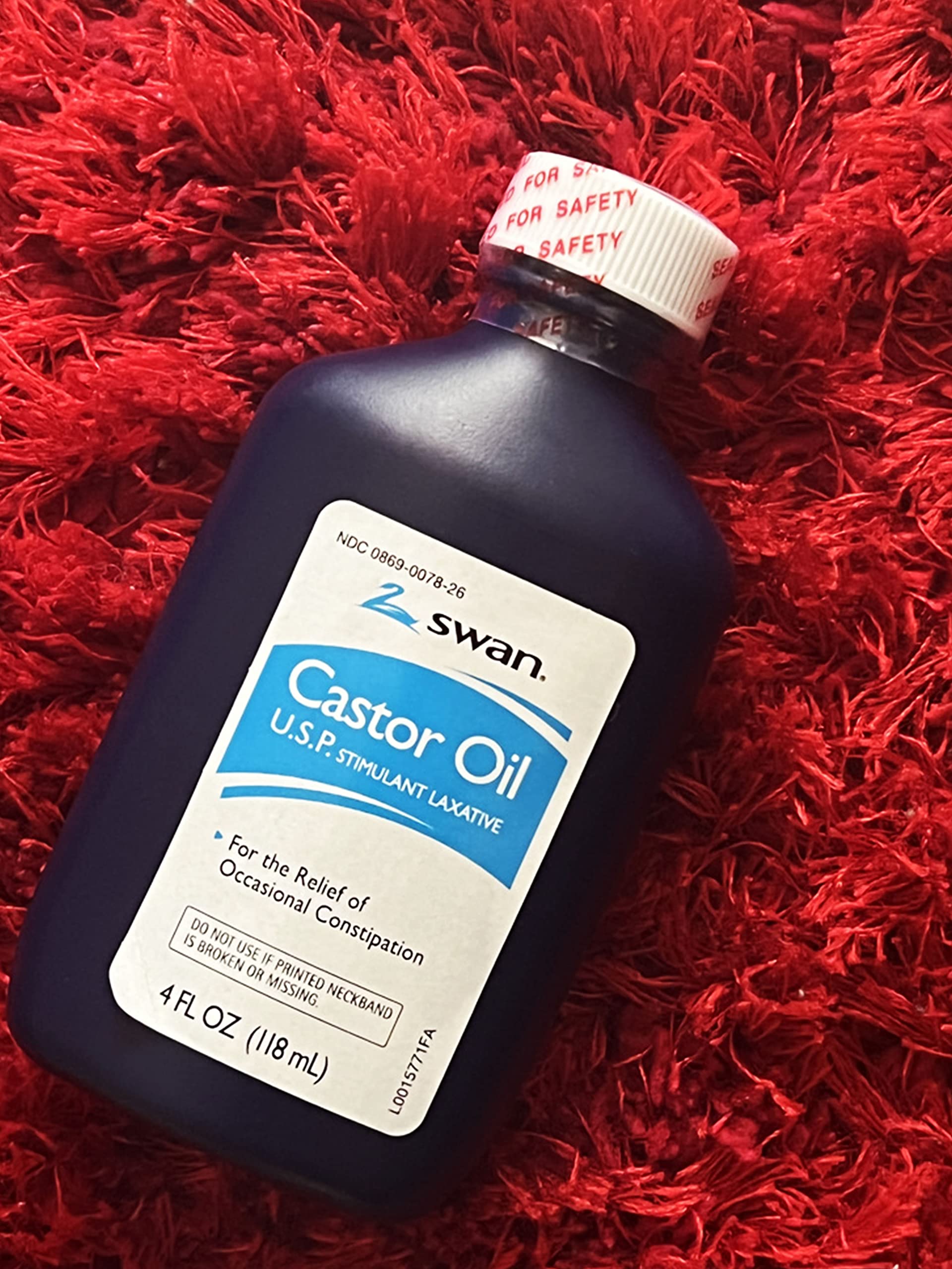 Swan Aceite de Ricino tapa con seguridad, almacenamiento seguro y sellado.