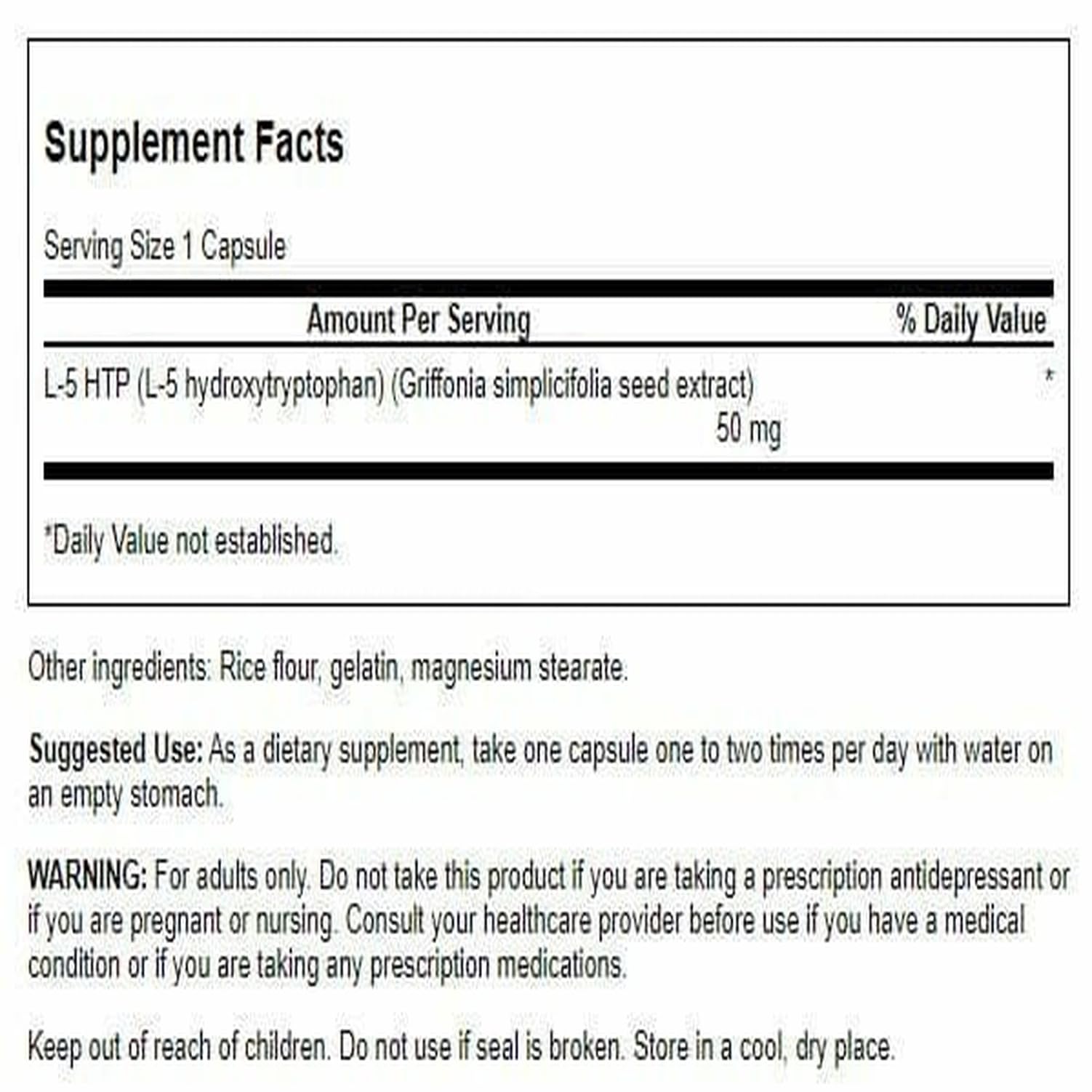 Swanson 5-HTP frasco 60 cápsulas, toma diaria potencial