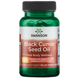 Swanson Aceite de comino negro, botella visible, apoyo al bienestar diario.