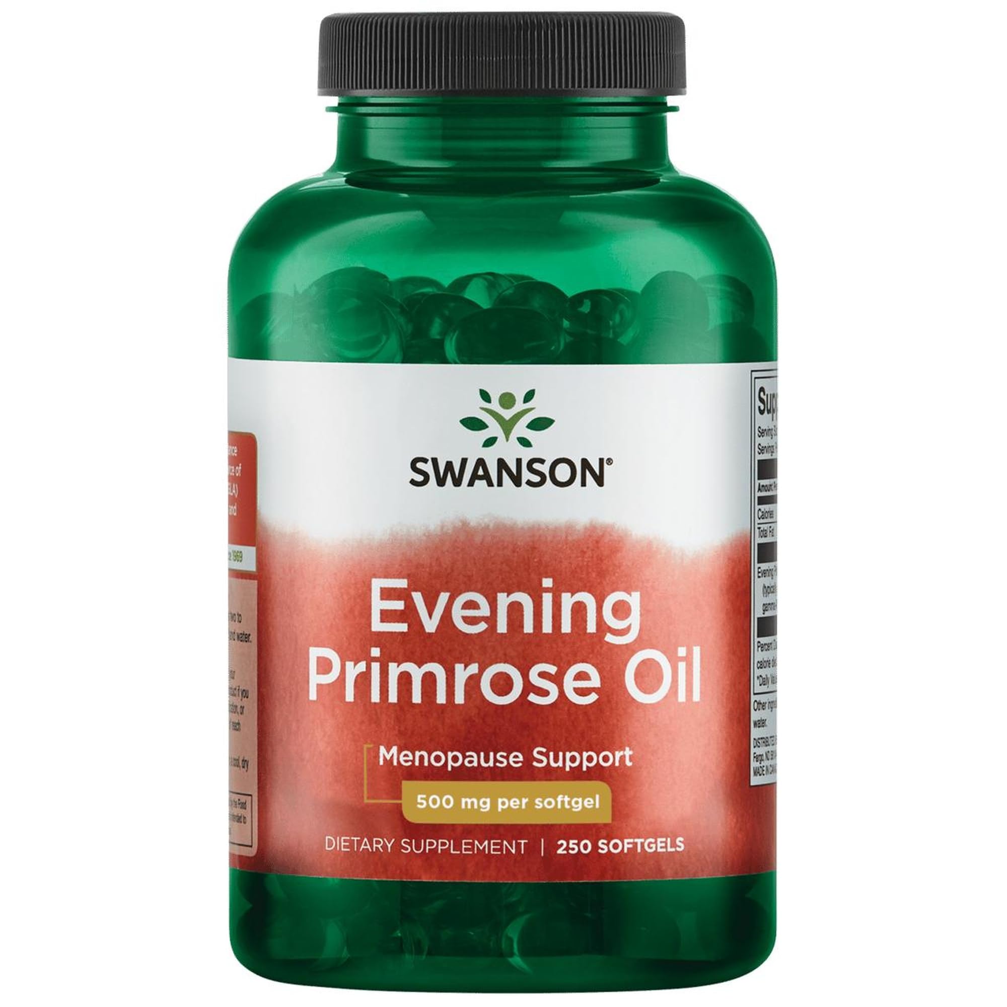 Swanson Aceite de Onagra 500 mg, bote, promueve equilibrio hormonal en la rutina diaria.