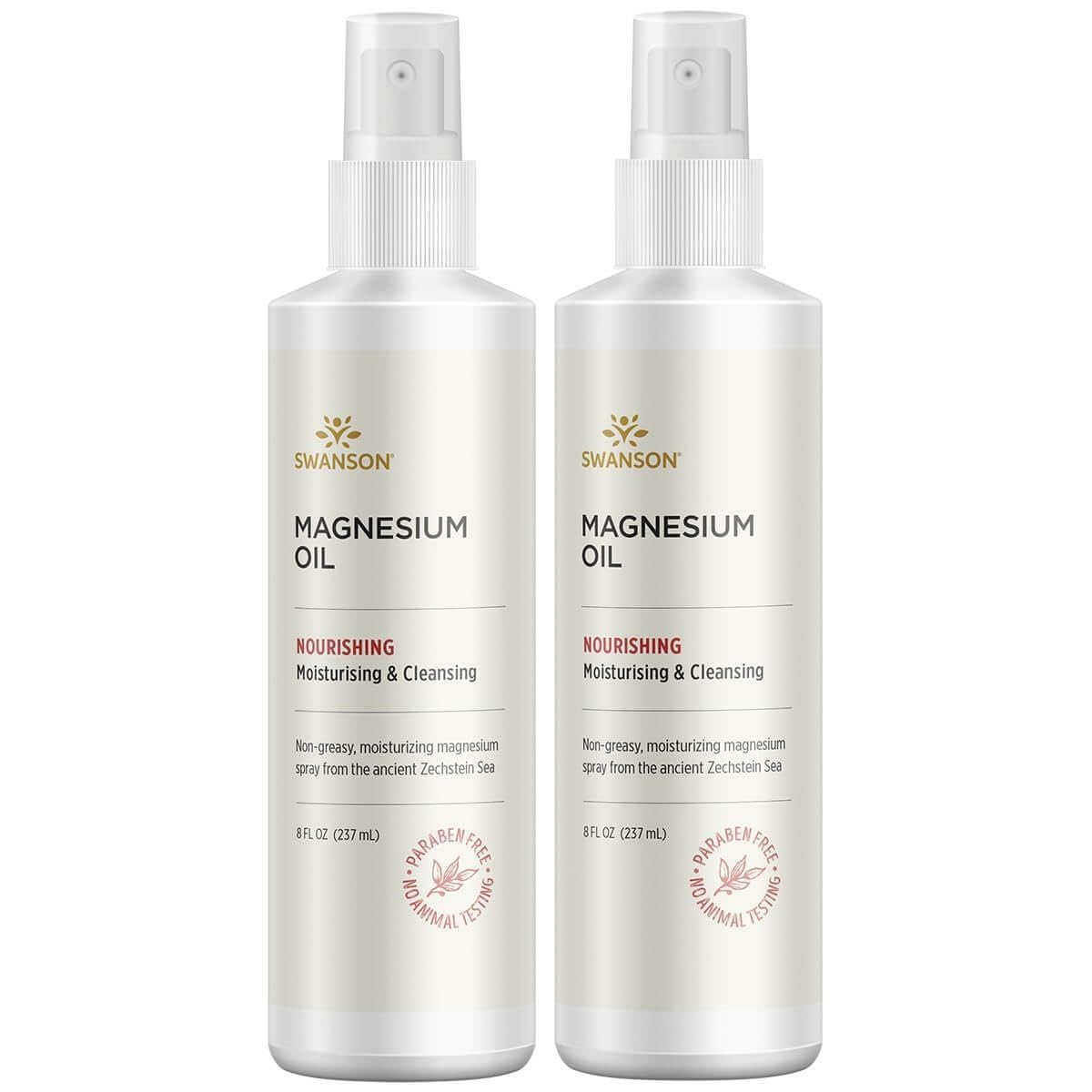 Swanson aceite de magnesio en spray para relajar músculos y cuidar la piel.
