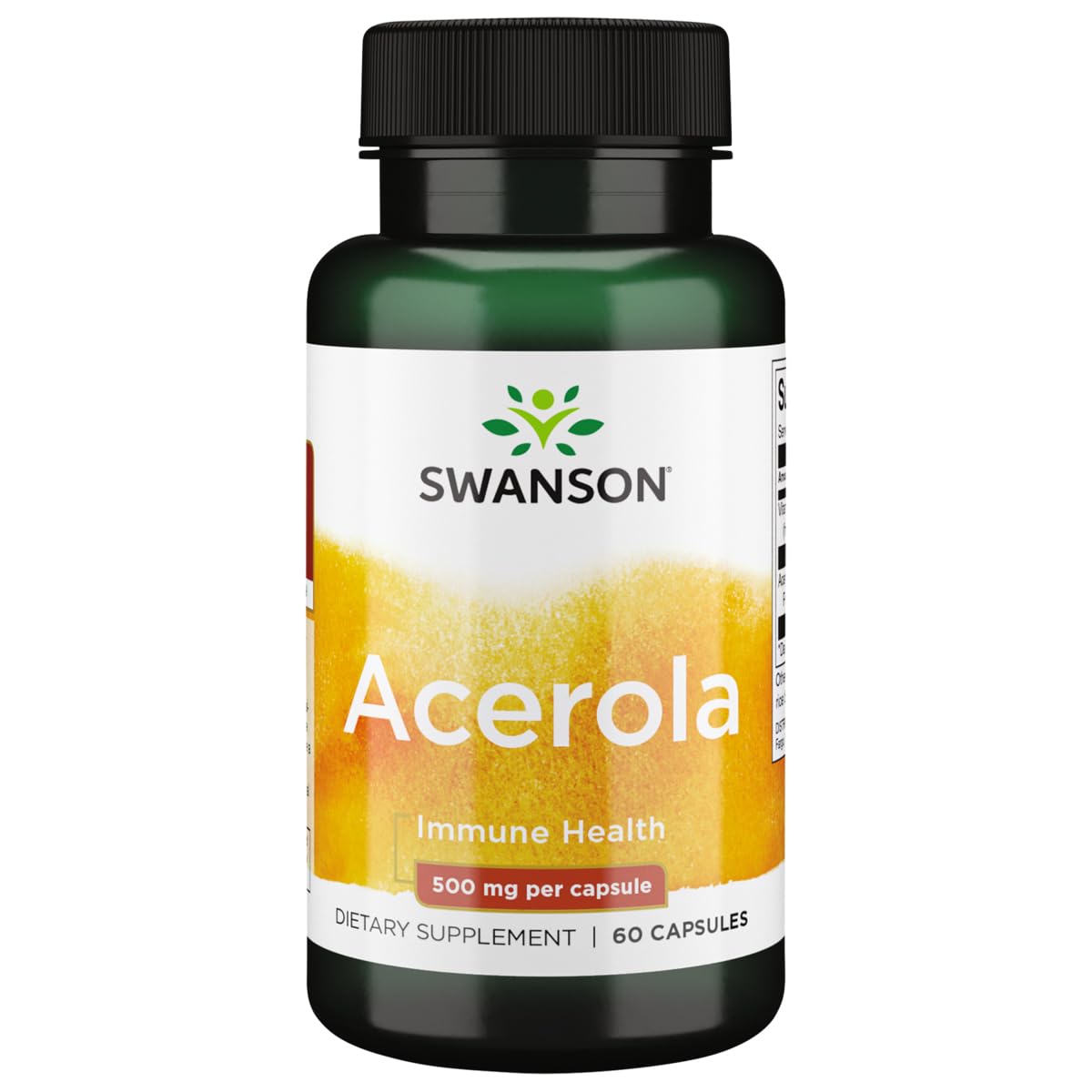 Swanson Acerola 500 mg, cápsulas en botella, apoyo a la salud inmune