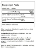 Swanson Acerola 500 mg, cápsulas en empaque, antioxidante natural para el día a día