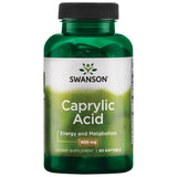 Swanson Ácido Caprílico 600 mg, botella presentación, favorece equilibrio microbiano intestinal.