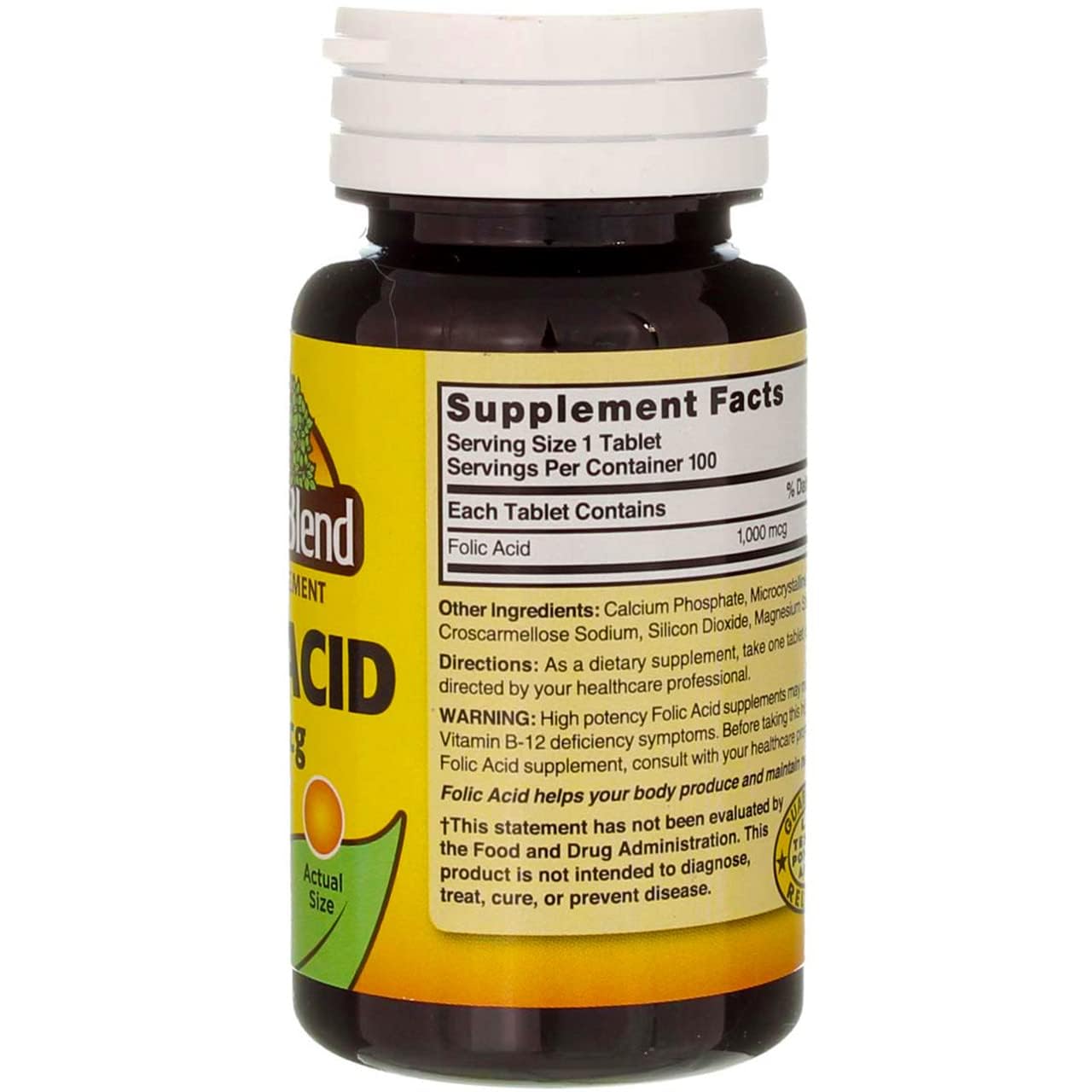 Swanson ácido fólico 1000 mcg, etiqueta sin gluten para dietas.
