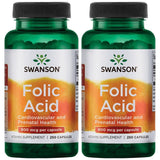 Swanson acido folico 800 mcg, botella de capsulas, apoyo a procesos celulares.