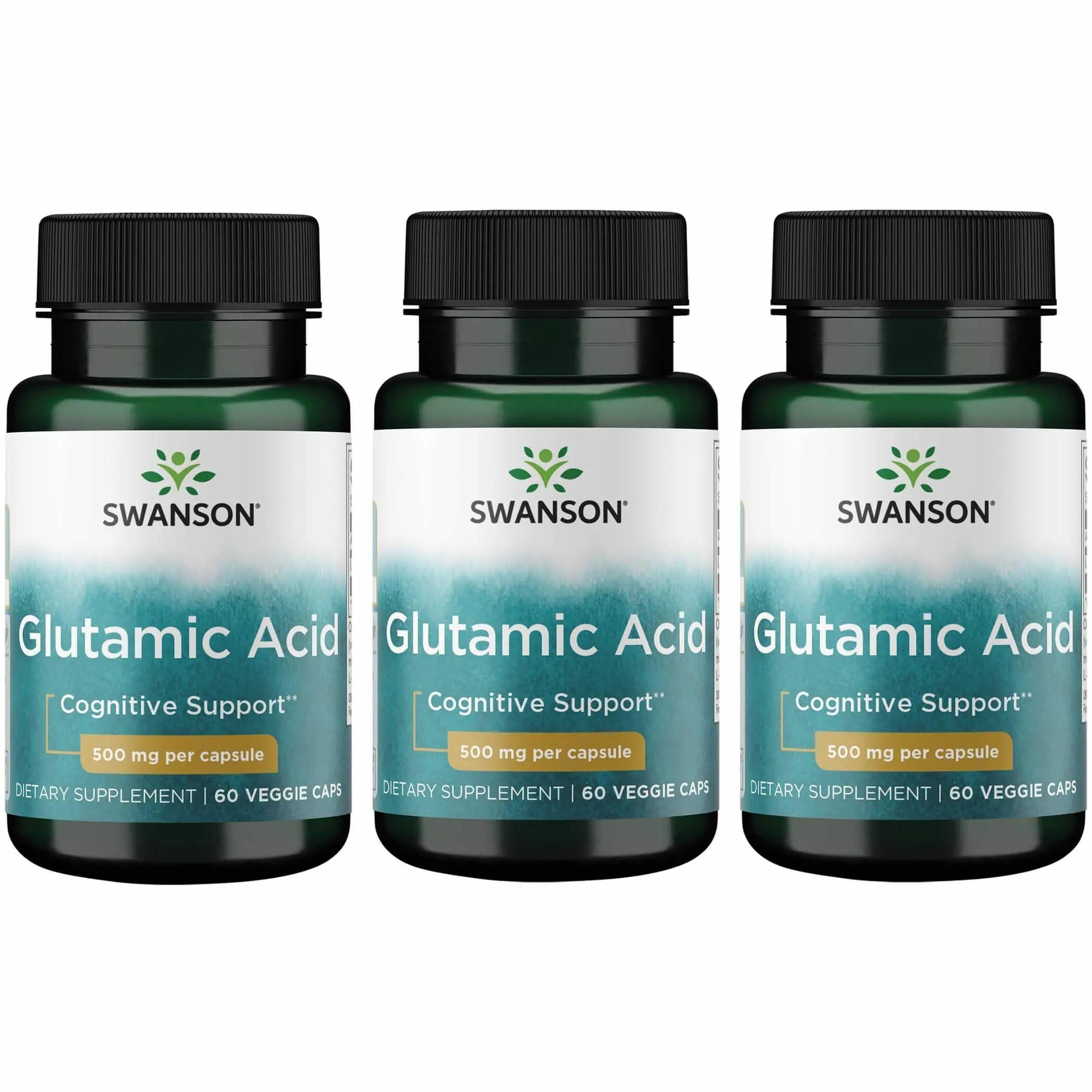 Swanson Ácido Glutámico 500 mg – frasco para uso diario y apoyo cognitivo