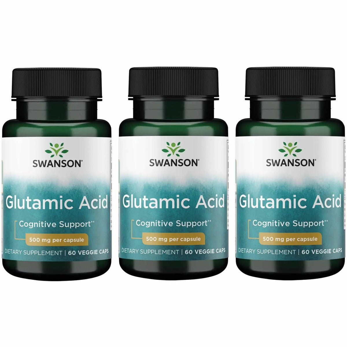 Swanson Ácido Glutámico 500 mg – frasco para uso diario y apoyo cognitivo
