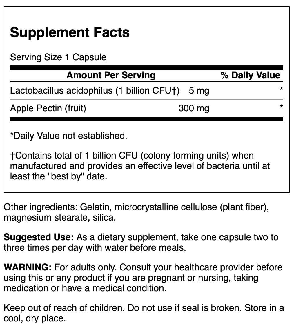 Swanson Acidophilus con Pectina de Manzana: envase práctico para uso diario