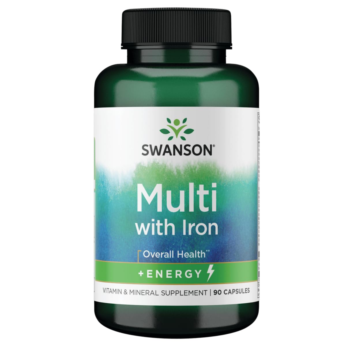 Swanson Active One Multivitamin con Hierro, frasco frontal con empaque seguro