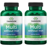 Swanson Active One Multivitamínico sin hierro, cápsulas, paquete doble para nutrición diaria y energía