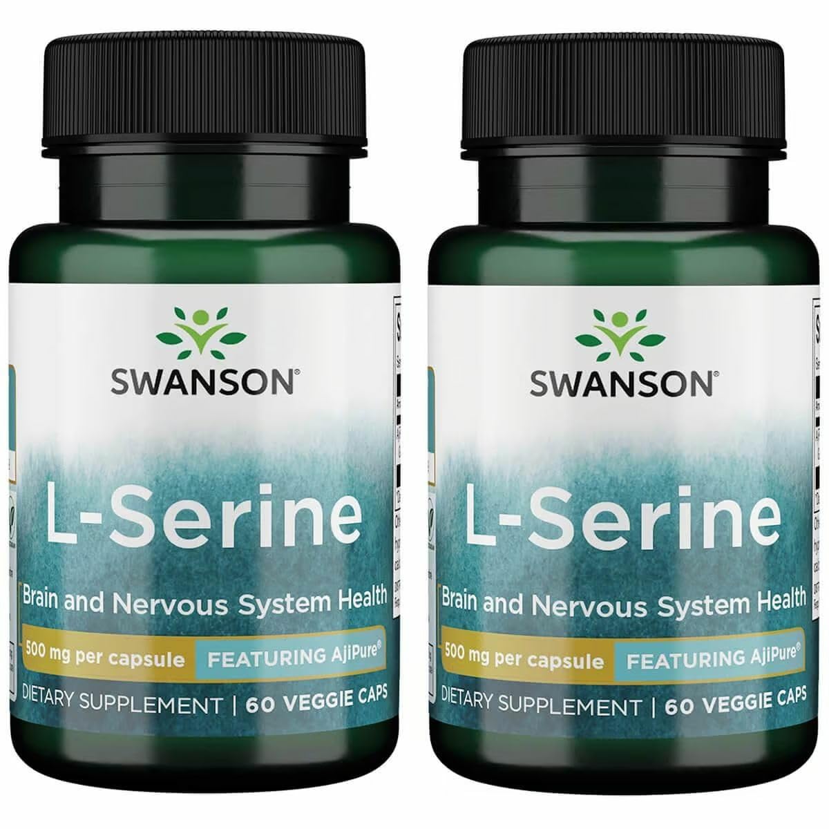 Swanson Ajipure L-Serina, botella de 500 mg para apoyo diario de la función cerebral