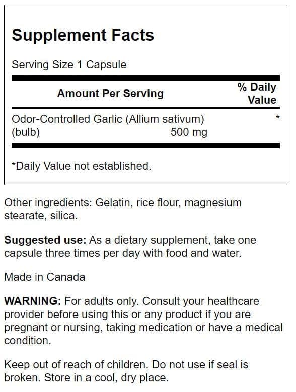Swanson Ajo 500 mg, cápsulas en caja para conveniencia diaria.