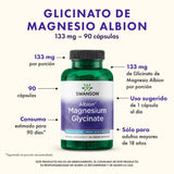 Etiqueta trasera con información de uso de Swanson magnesio quelado.
