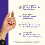 Ingredientes vegetales en la fórmula de magnesio quelado de espectro completo.