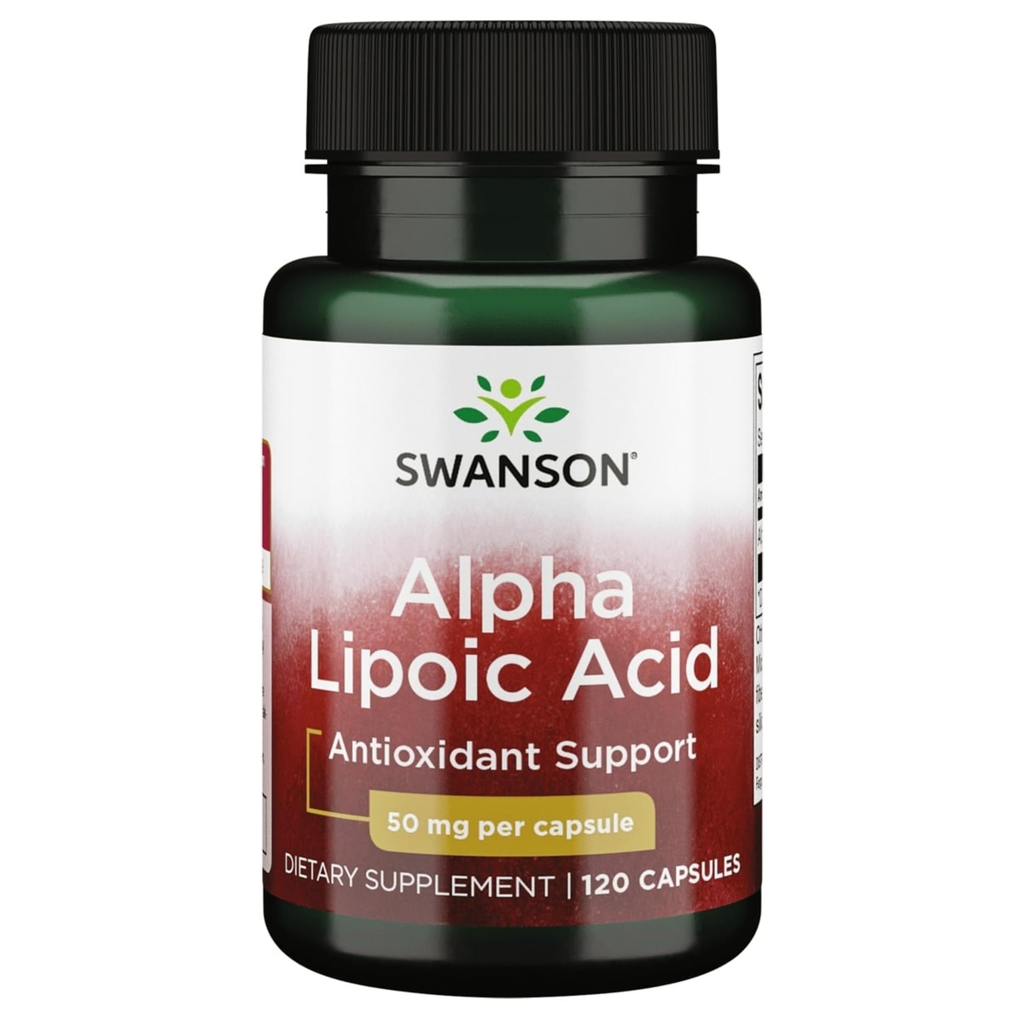 Swanson Ácido Alfa-Lipoico 50 mg, cápsulas para apoyo energético celular.