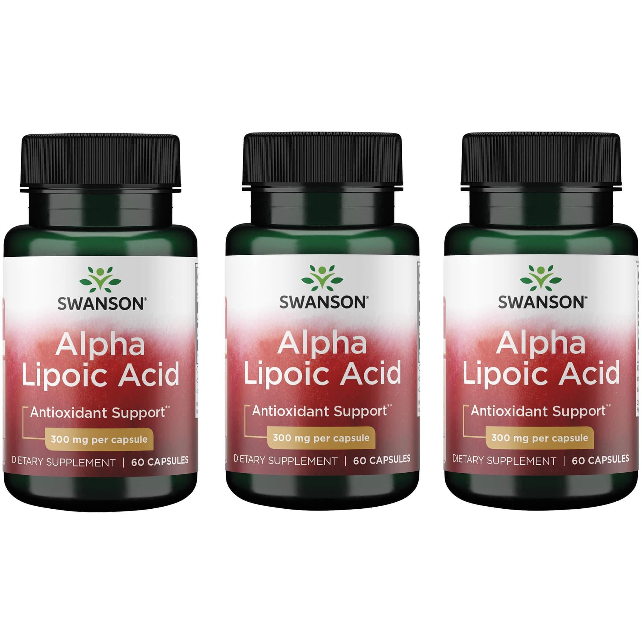 Swanson Alpha Lipoic Acid, cápsula de 300 mg, apoyo antioxidante para la salud celular.