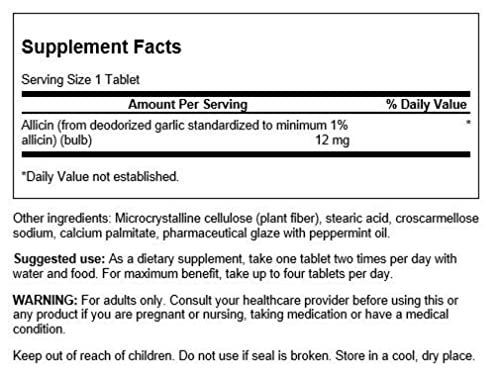 Swanson Allicin 12 mg: tabletas de ajo para apoyar procesos naturales.