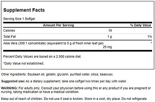 Swanson Aloe Vera 25 mg etiqueta: uso diario para salud digestiva