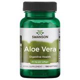 Swanson Aloe Vera 25 mg, botella de cápsulas blandas, apoyo digestivo suave.