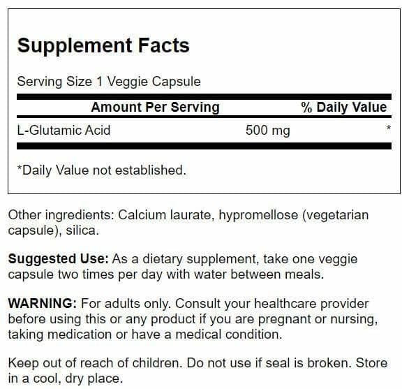 Swanson amino acido glutamico 500mg, capsulas vegetarianas para uso diario