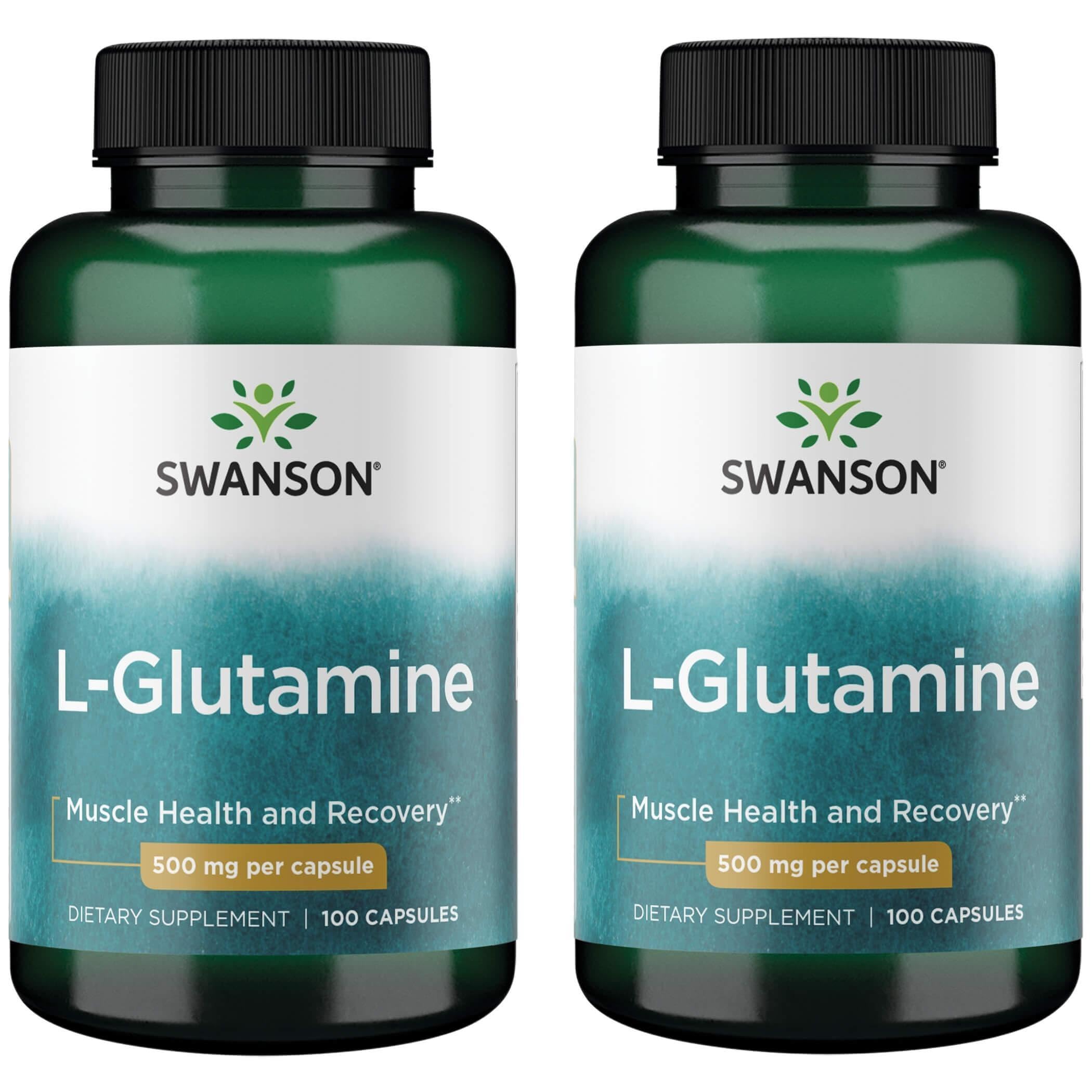 Swanson L-Glutamina 500 mg, cápsulas; posible apoyo a recuperación muscular y mente clara