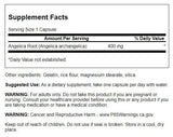 Primer plano de cápsulas Swanson Angélica 400 mg, apoyo tradicional para el bienestar