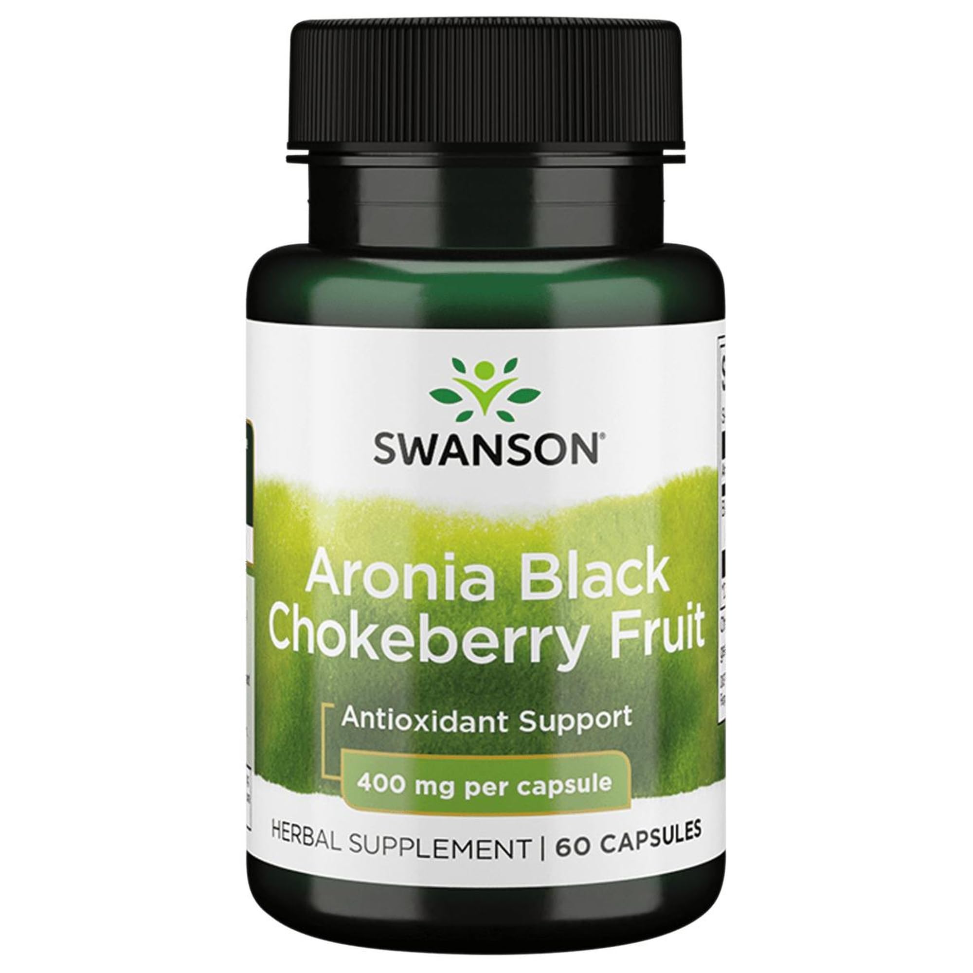 Swanson Aronia 400 mg cápsulas en botella, para apoyo antioxidante diario
