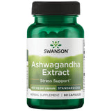 Swanson Ashwagandha Extract cápsulas frente a fondo neutro, apoyo al equilibrio emocional y energía.