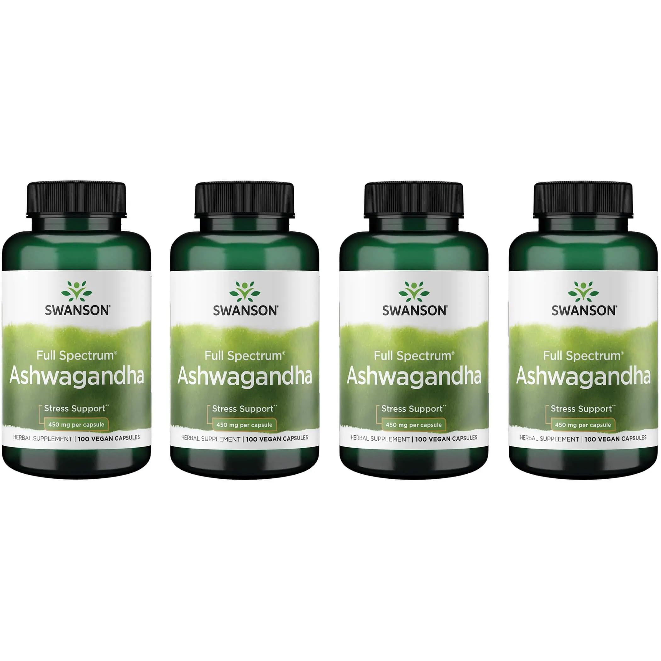 Swanson Ashwagandha Powder frasco frontal para uso diario y bienestar.