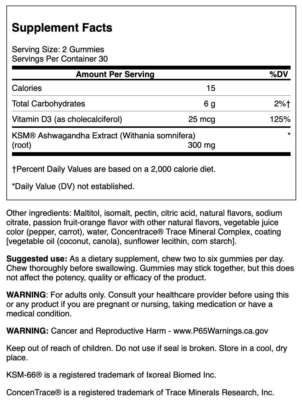 Etiqueta de Swanson Ashwagandha y Vit D, detalle de ingredientes y sabor